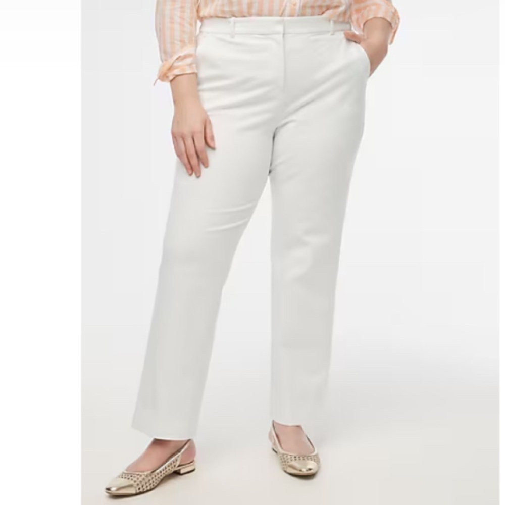 J Crew Factory Kallie Pant Straight Leg White Size 24 NWT